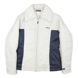 REEBOK Womens White & Navy Zip Jacket M Polyester Blend Plain Casual Sportswear