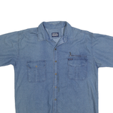 DEFOX Mens Blue Cotton Denim Shirt 2XL Button Pocket Casual Summer Shirt