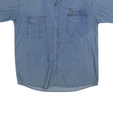 DEFOX Mens Blue Cotton Denim Shirt 2XL Button Pocket Casual Summer Shirt