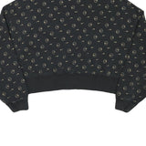 NIKE Womens Black Cotton Blend Crew Neck M All Over Print Sweatshirt Cropped