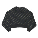 NIKE Womens Black Cotton Blend Crew Neck M All Over Print Sweatshirt Cropped