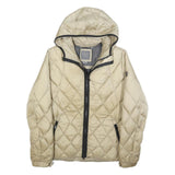 GEOX Womens Beige Quilt Jacket UK 10 Polyester Hooded Zip Lightweight Casual