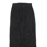 Womens Black Relaxed Zip Trousers W26 L28 Comfortable Casual Straight Leg