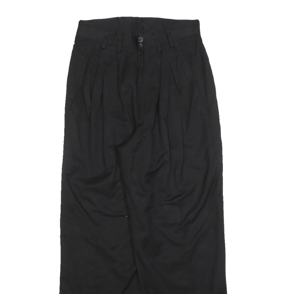 Womens Black Relaxed Zip Trousers W26 L28 Comfortable Casual Straight Leg