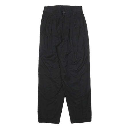 Womens Black Relaxed Zip Trousers W26 L28 Comfortable Casual Straight Leg