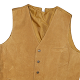 Mens Beige Leather Button Jacket L Suede Waistcoat Plain Classic Stylish
