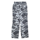NODAM Womens Regular Fit Grey Camouflage Cotton Blend Zip Trousers W28 L32