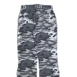 NODAM Womens Regular Fit Grey Camouflage Cotton Blend Zip Trousers W28 L32