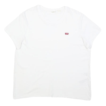 LEVI'S Womens White Graphic T-Shirt XL Short Sleeve Crew Neck Logo Patch