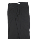 CALVIN KLEIN Mens Cotton Blend Black Regular Fit Straight Leg Trousers W32 L30