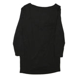 DESIGUAL Womens Black Floral Printed V-Neck Long Sleeve Top XS Stylish Cotton