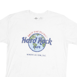HARD ROCK CAFE Mens White Save The Planet Graphic T-Shirt L Short Sleeve Crew