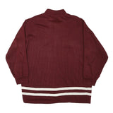 SPORTING Mens Maroon Collared L Quarter Zip Sweatshirt With White Stripes
