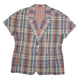 Womens Blue Beige Brown Green Plaid Cotton Blend Button Jacket M Checked Casual