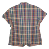 Womens Blue Beige Brown Green Plaid Cotton Blend Button Jacket M Checked Casual