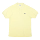 LACOSTE Mens Yellow Cotton Blend Short Sleeve Plain S Polo Shirt Classic Fit