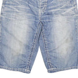 SMOG Womens Shorts Blue Denim Casual M W32 Cotton Blend Relaxed Fit