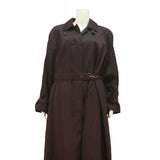 Womens Black Classic Cotton Blend Jacket M Button Closure Belted Long Sleeve