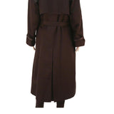 Womens Black Classic Cotton Blend Jacket M Button Closure Belted Long Sleeve