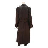 Womens Black Classic Cotton Blend Jacket M Button Closure Belted Long Sleeve