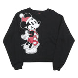DISNEY Womens Black Mickey Mouse Crew Neck S Cotton Blend Sweatshirt