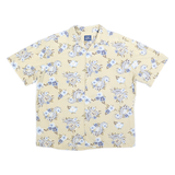 HIGH SIERRA Mens Beige & Blue Floral Pattern Cotton Blend Short Sleeve Shirt L