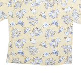 HIGH SIERRA Mens Beige & Blue Floral Pattern Cotton Blend Short Sleeve Shirt L