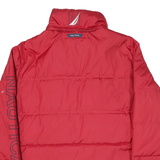 NAUTICA Mens Red & Navy Logo Zip Jacket M Polyester Blend Puffer Warm Casual
