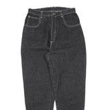 IN FASHION Womens Jeans Black Regular Tapered Denim Medium W26 L28 Button Detail
