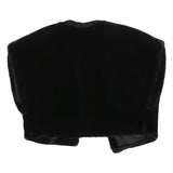 Womens Black Faux Fur Cropped Jacket L Polyester Blend Plush Soft Outerwear