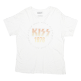 KISS Mens White 1976 Graphic T-Shirt L Short Sleeve Crew Neck Rock Band