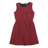 DKNY Womens Red & Black Sleeveless Fit & Flare Polyester Blend Mini Dress M