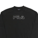 FILA Womens Black Crystal Logo Crew Neck XS Sweatshirt Cotton Blend Casual