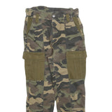 BERSHKA Womens Green Camouflage Slim Cargo Trousers W26 L26 Cotton Blend Zip