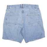 RESERVED Mens Denim Blue Shorts L W36 Cotton Blend Casual Classic Fit Zip