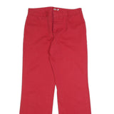 DICKIES Womens Cotton Blend Red Relaxed Straight Trousers W30 L30 Casual Zip