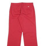 DICKIES Womens Cotton Blend Red Relaxed Straight Trousers W30 L30 Casual Zip