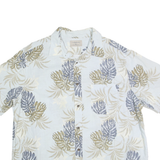 CROFT & BARROW Mens White & Beige Leaf Print Shirt XL Summer Casual Cotton