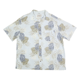 CROFT & BARROW Mens White & Beige Leaf Print Shirt XL Summer Casual Cotton