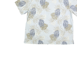 CROFT & BARROW Mens White & Beige Leaf Print Shirt XL Summer Casual Cotton