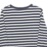 TOMMY HILFIGER Womens Black & White Striped Crew Neck S Sweatshirt Logo Print