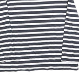 TOMMY HILFIGER Womens Black & White Striped Crew Neck S Sweatshirt Logo Print