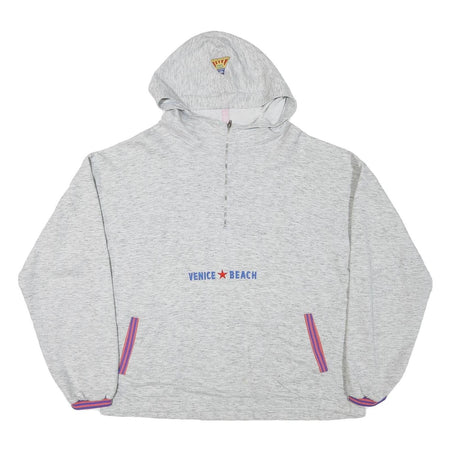 VENICE BEACH Mens Grey ¼ Zip Hoodie XL Cotton Blend Casual Lightweight