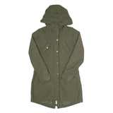 TOMMY HILFIGER Womens Green Cotton Blend Outdoor Jacket M Zip Hooded Lightweight