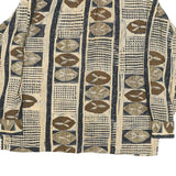 Mens Beige & Brown Rayon Pattern Shirt M Casual Bohemian Retro Style