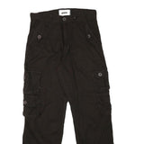 PJ Mens Black Cotton Blend Regular Fit Cargo Trousers W30 L29 Zip Closure