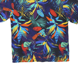 Mens Black & Multicolour Pattern Short Sleeve Shirt XL Polyester Casual Summer