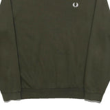 FRED PERRY Mens Green Sweatshirt Crew Neck L Cotton Blend Logo Print