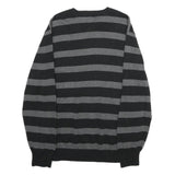 TOMMY HILFIGER Mens Black & Grey Patterned Cotton Jumper V-Neck Basic Knit L