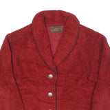 ROUGH RIDER Womens Red Jacket S Polyester Blend Button Shawl Collar Plain